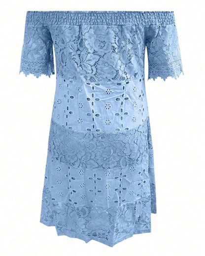 Vestido de Renda sem Alças e com Aberturas para Mulher