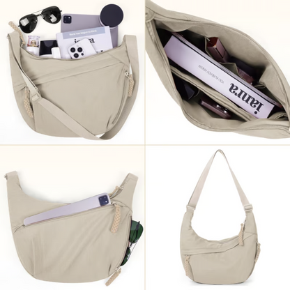 Saco a Tiracolo de Nylon de Cor Clara para Mulher