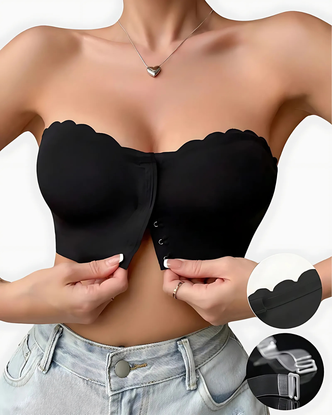 Soutien Confortável e Respirável com Fecho de Ilhós e Pormenor de Folhos (OFERTA 2X1)