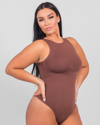 Body de Gola Redonda com Controlo da Barriga