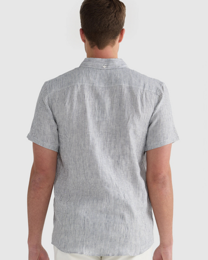 Camisa de Linho com Riscas Finas para Homem