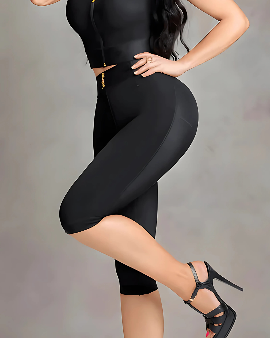 Cinta Elevadora de Cintura Alta com Controlo do Abdómen e das Coxas