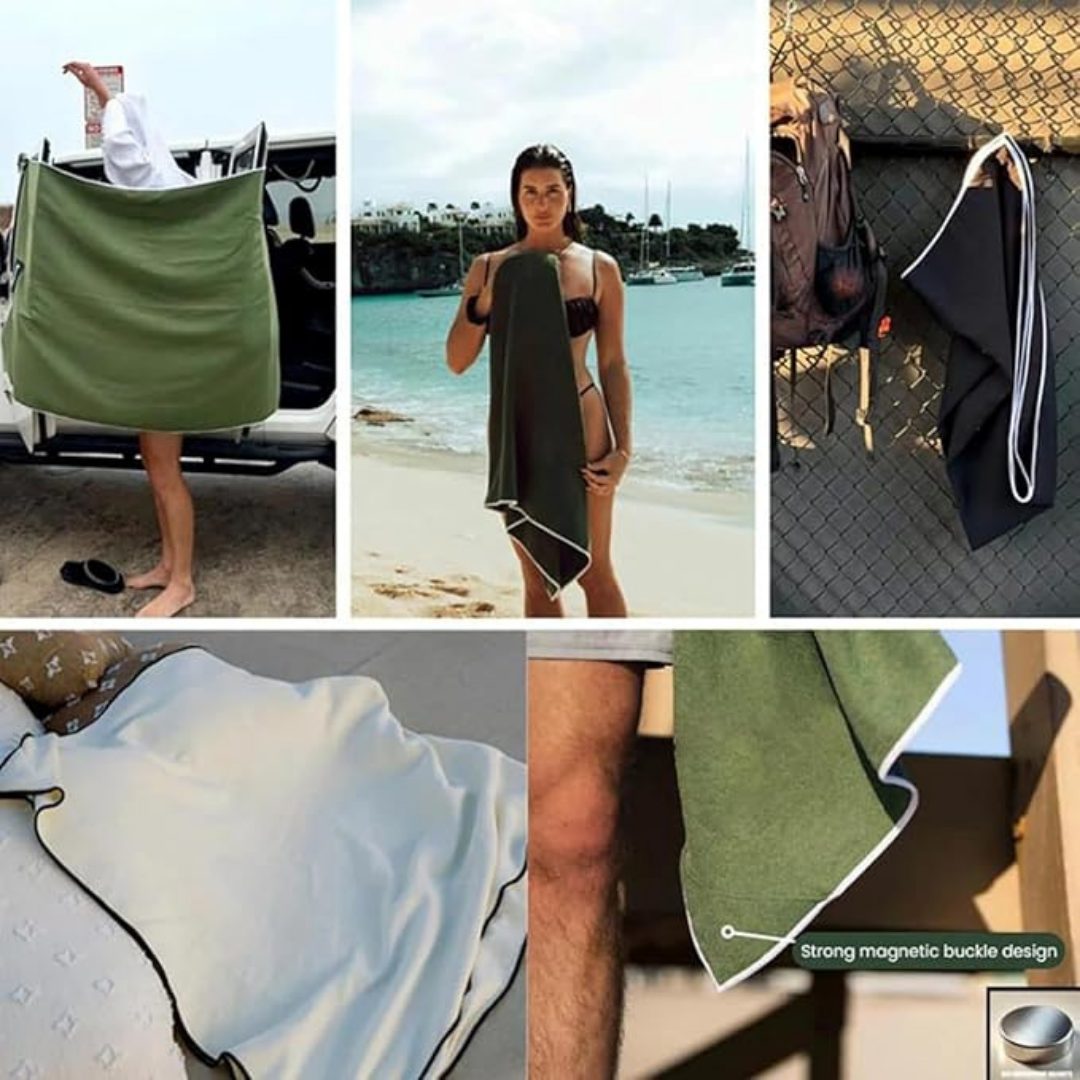 Toalha de microfibra com íman incorporado