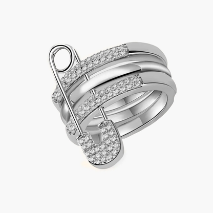 Anel de banda brilhante com alfinete decorativo