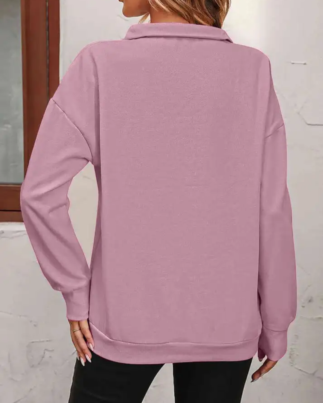 Jersey com Ombros Caídos e Fecho de Correr para Mulher