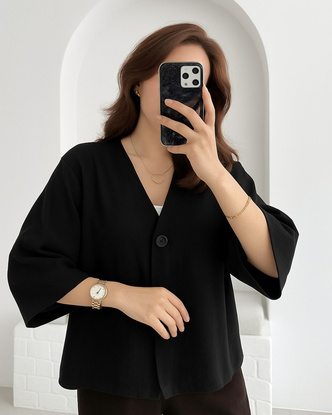 Cardigan com fecho de botões e design casual