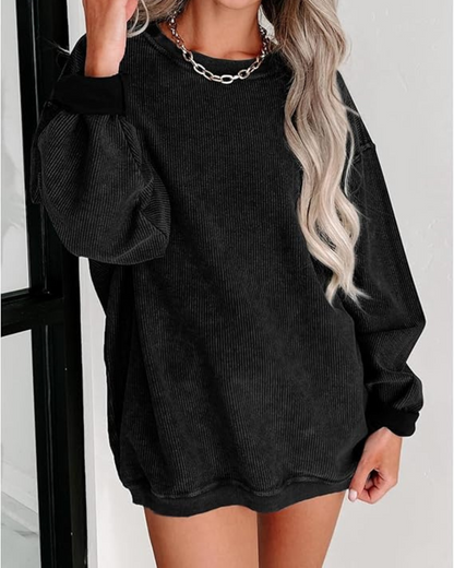 Camisola Casual de Manga Comprida com Gola Redonda para Mulher