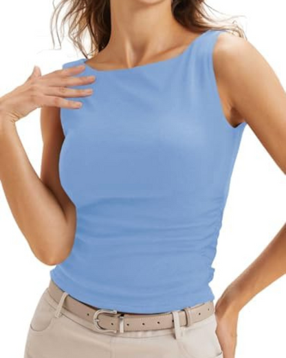 Camiseta com alças e costas abertas elásticas