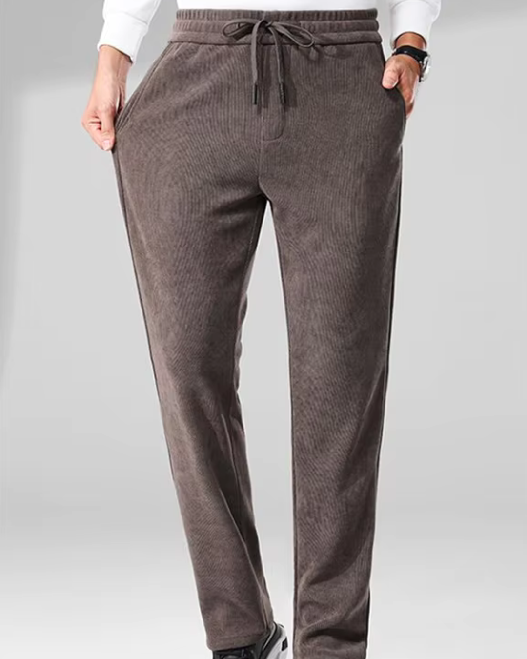 Calças Casuais de Veludo para Homem com Cintura Elástica