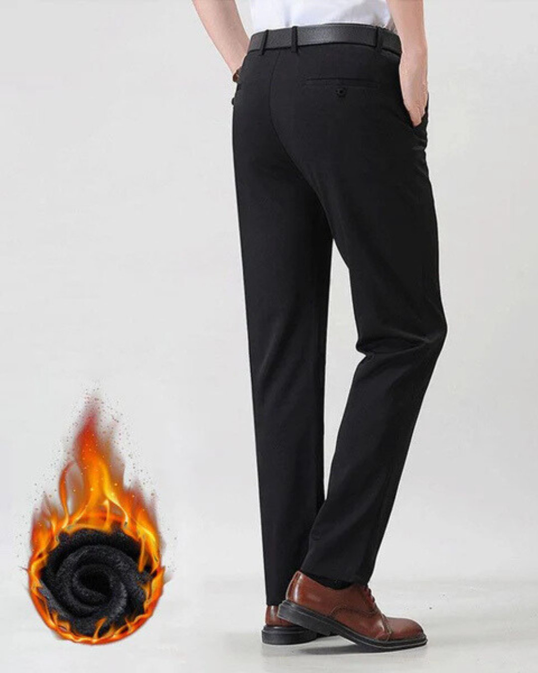 Calças de Fato com Forro de Felpa Elástica na Moda para Homem