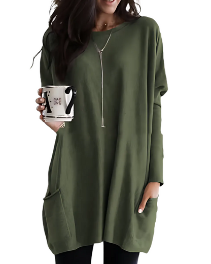 Camisa de Manga Comprida Casual para Mulher com Bolsos