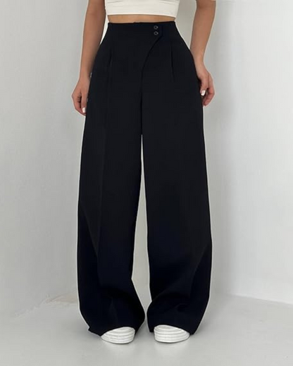 Calças elegantes de cintura alta para mulher