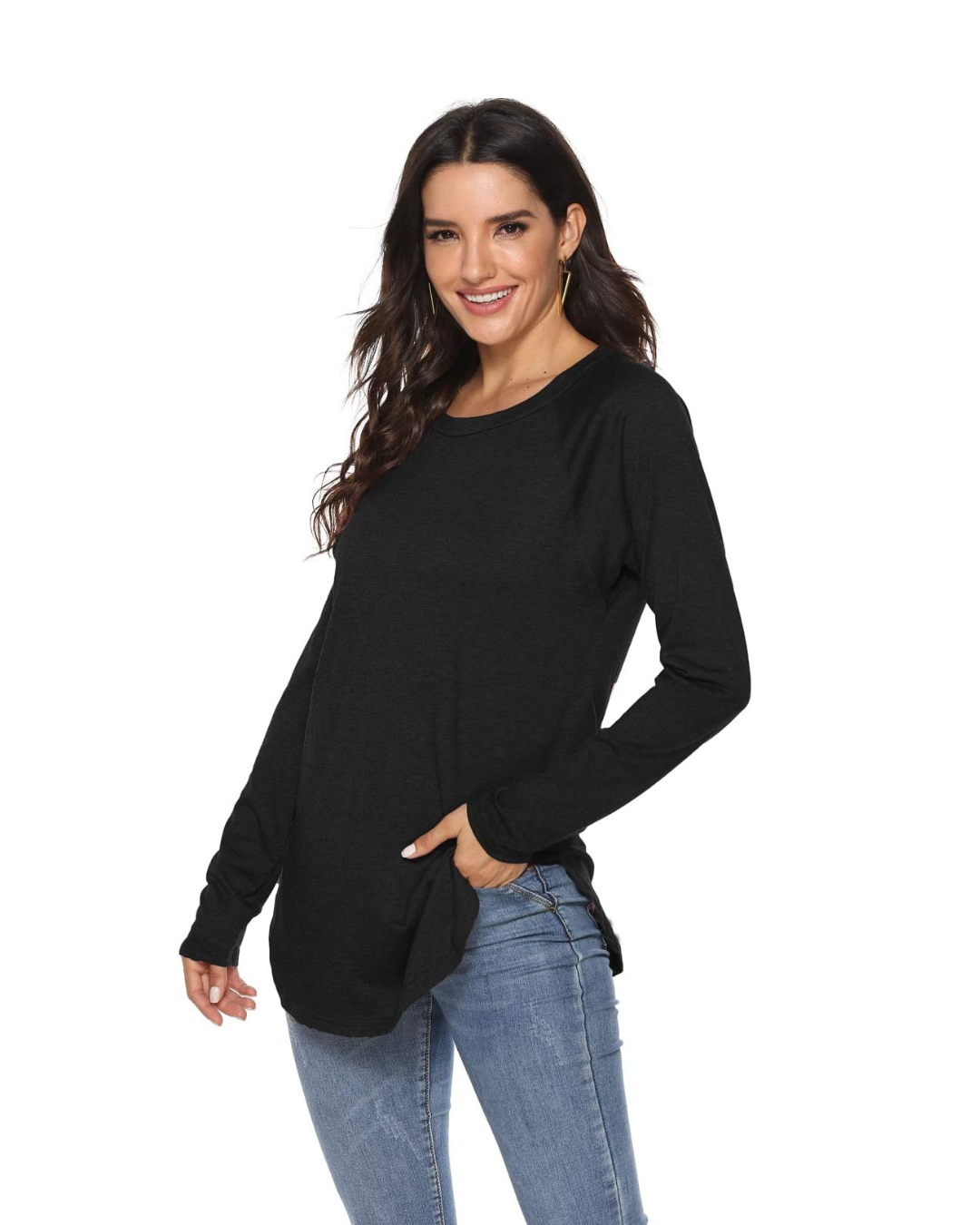 Top Larga de Manga Comprida para Mulher