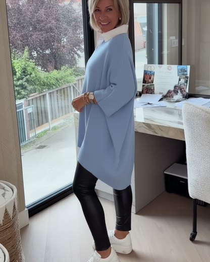 Camisola casual com mangas decoradas e estilo folgado