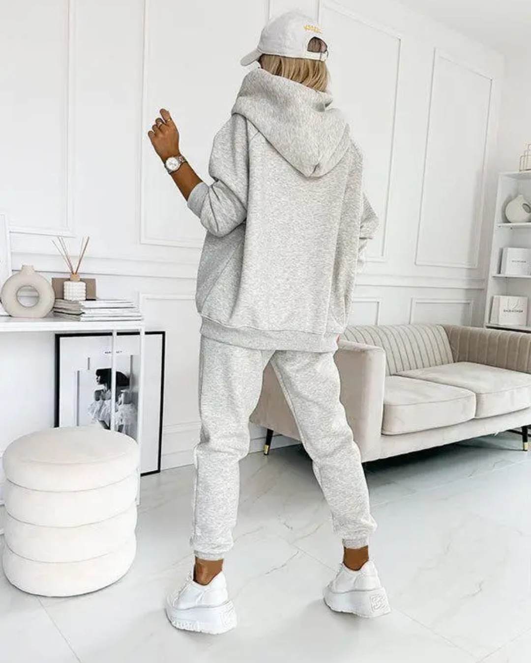 Moletom desportivo informal com capuz para mulher