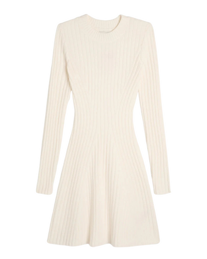 Vestido Tipo Suéter de Manga Longa com Gola Redonda para Mulheres