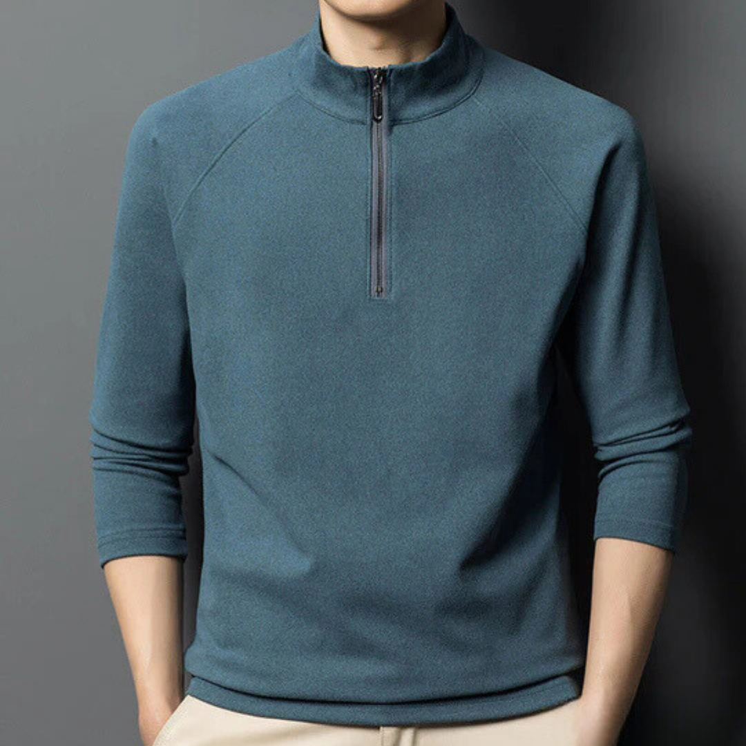 Camisola Térmica com Fecho de Correr Curto e Mangas Compridas para Homem