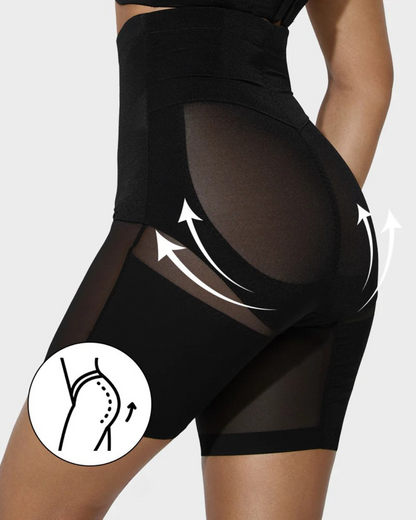 Calções Modeladores de Cintura Alta com Malha Cruzada Até Meio da Coxa (OFERTA 2X1)