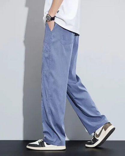 Calças Rectas Casuais com Bolsos para Homem