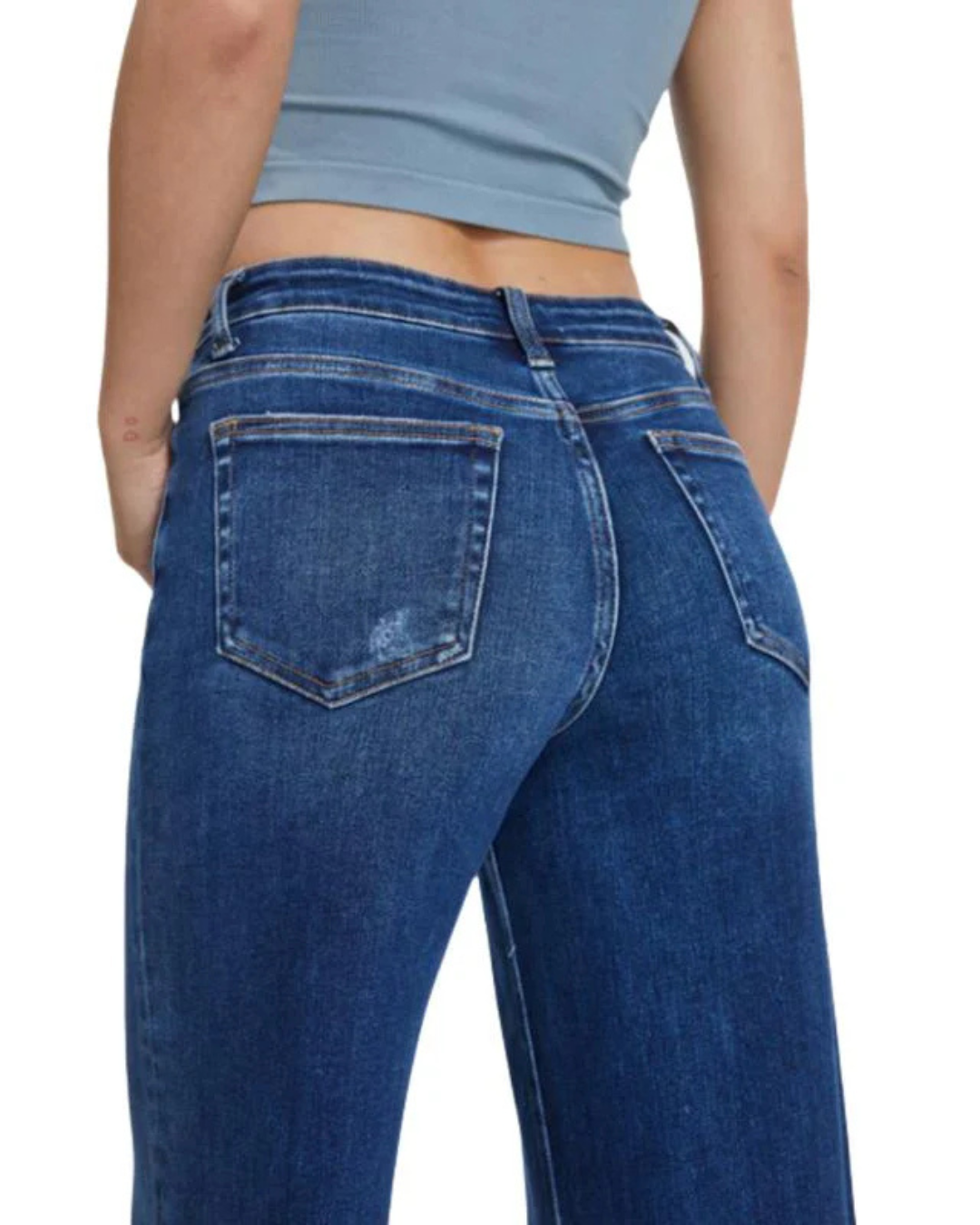 Calças de Ganga Largas de Cintura Média-Baixa para Mulheres