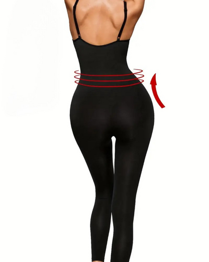 Body Elástico de Corpo Inteiro com Controlo da Barriga e Cintura Alta, Sem Costuras