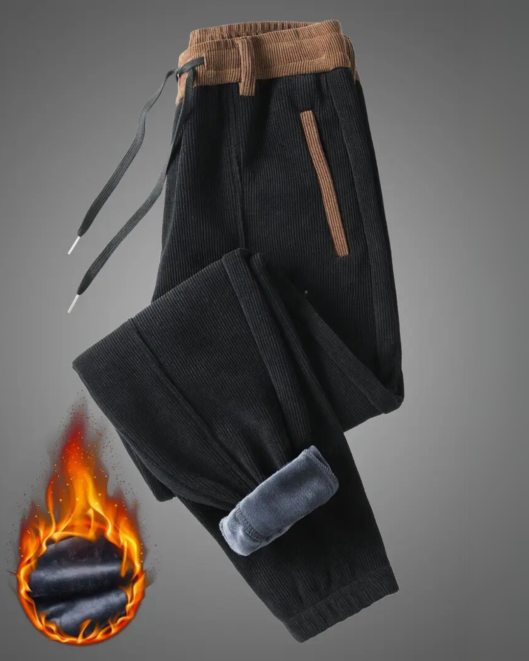 Calças Jogger Casuais para Homem com Forro Polar