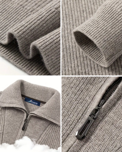 Jersey de Inverno de Lã com Fecho de Correr para Homem