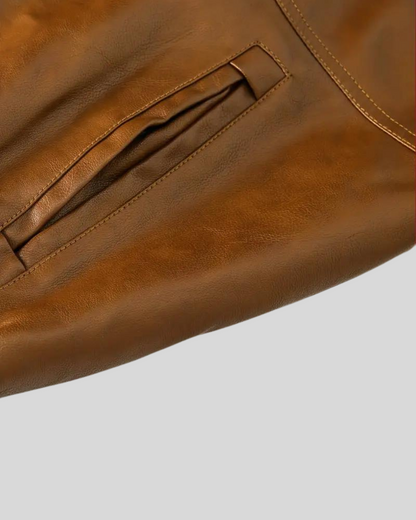 Casaco de couro com capuz para homem