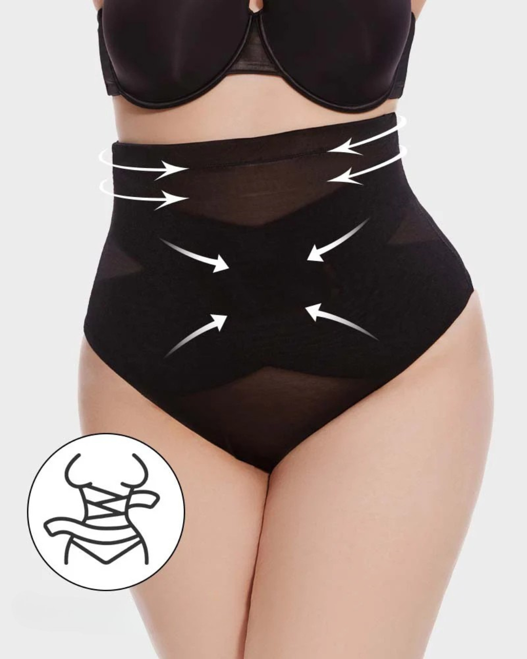 Calções Modeladora de Cintura Alta em Rede Cruzada