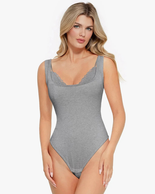 Body com Controlo da Abdomem e Interior em Renda para Mulher