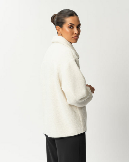 Casaco de Lã com Fecho de Correr à Frente e Gola Alta