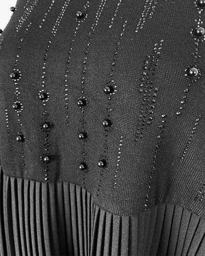 Vestido Elegante com Mangas Bufantes e Detalhes Plissados