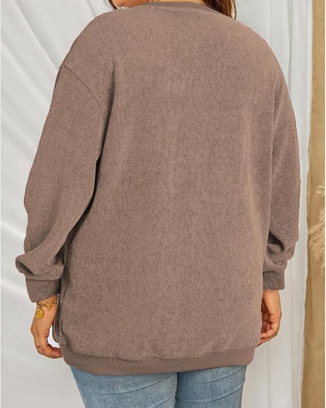 Camisola Casual de Manga Comprida com Gola Redonda para Mulher