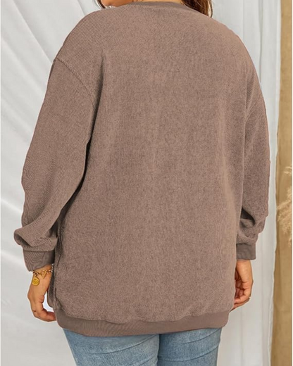 Camisola Casual de Manga Comprida com Gola Redonda para Mulher