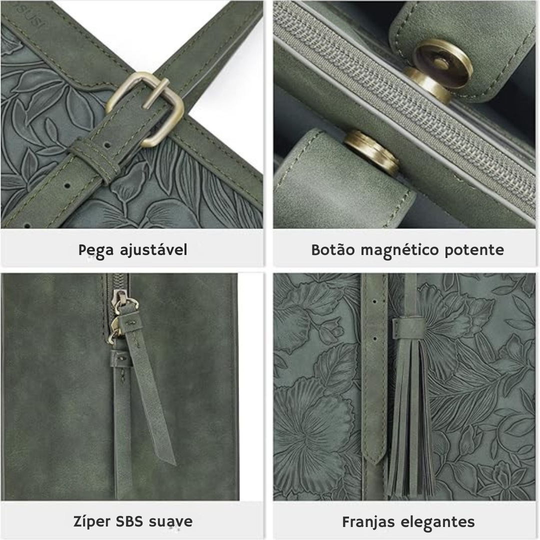 Bolsa feminina vintage de couro para laptop