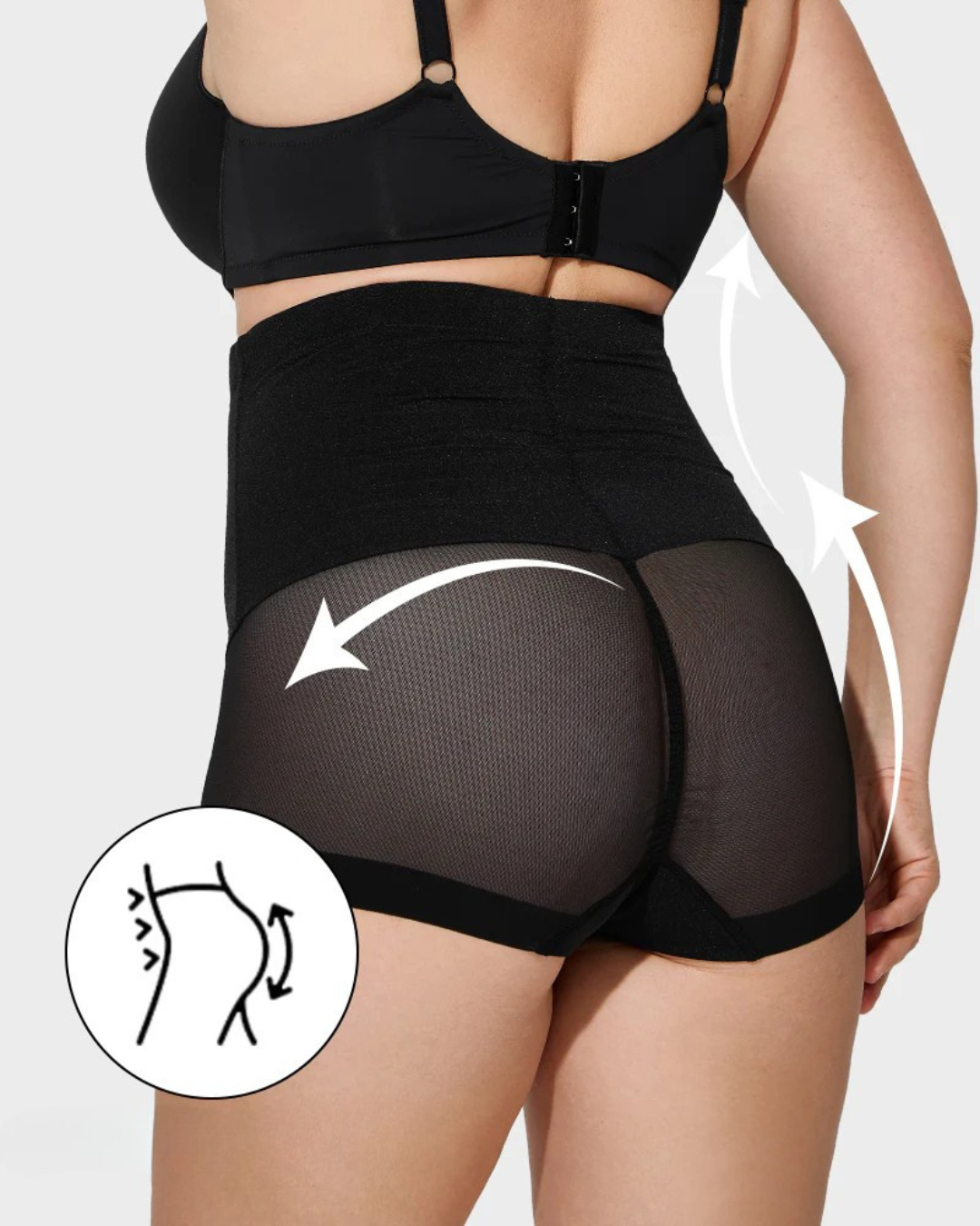 Calcinha Modeladora de Cintura Alta em Malha com Controlo da Barriga e Elevação das Nádegas (OFERTA 2X1)