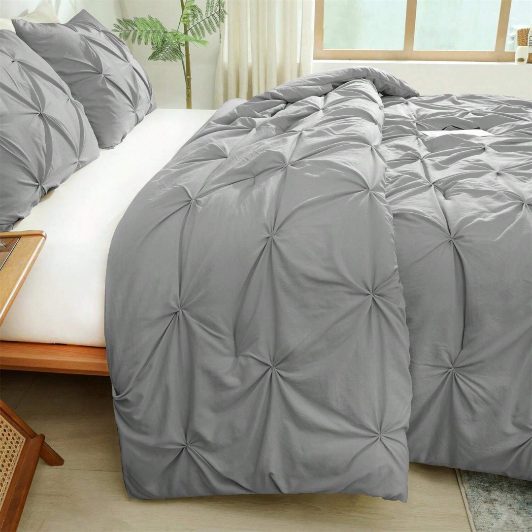 Conjunto Completo de Roupa de Cama Acolchoada com Design Texturado