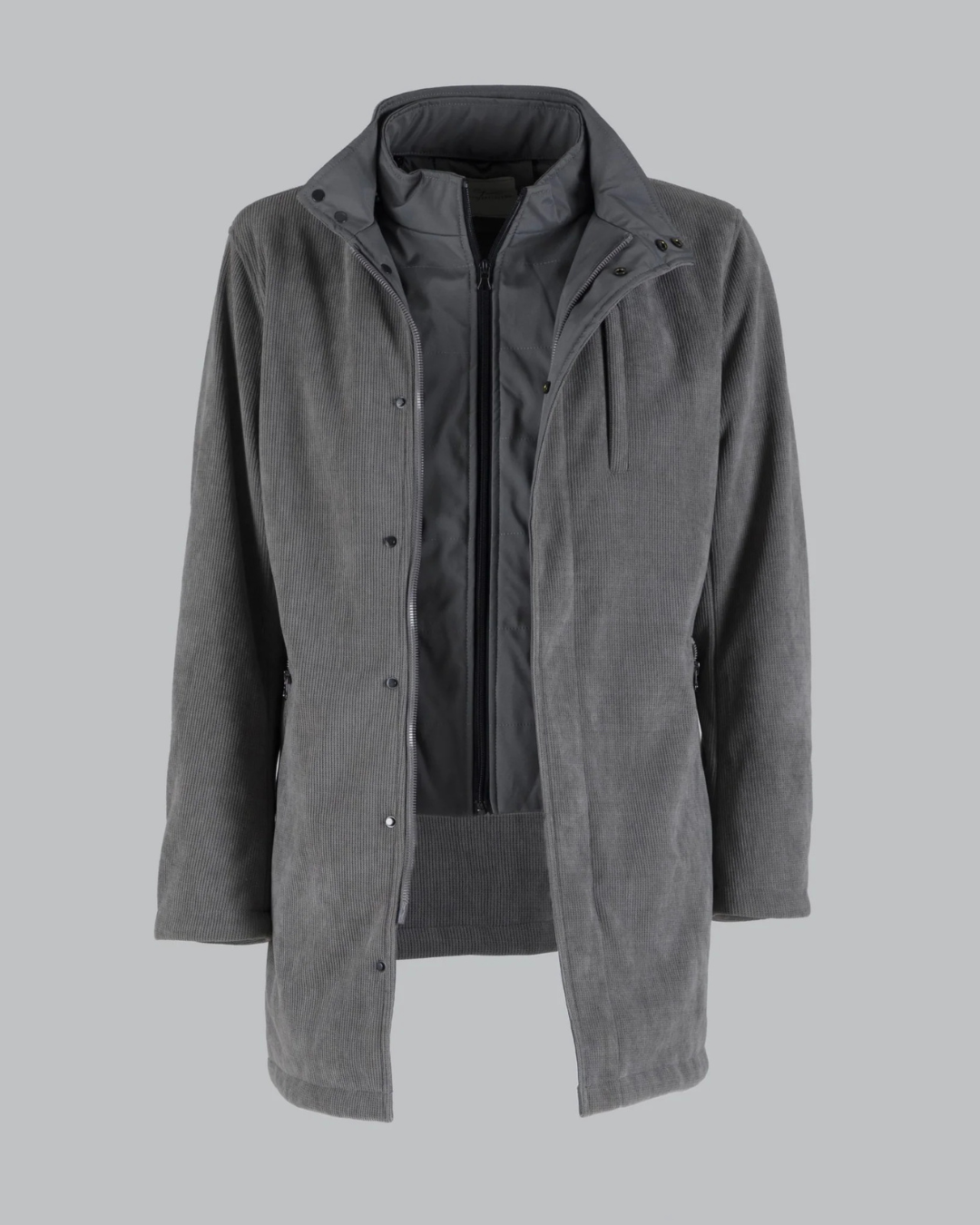 Casaco de Bombazina com Forro Acolchoado e Fecho de Correr