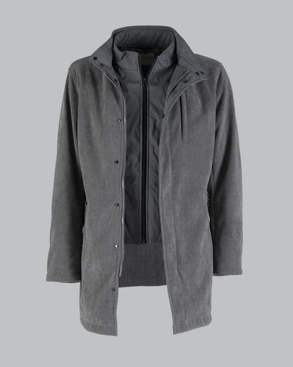 Casaco de Bombazina com Forro Acolchoado e Fecho de Correr