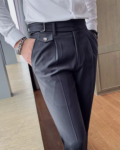 Calças de Vestir com Cintura Elástica e Tornozelo Ajustado para Homem