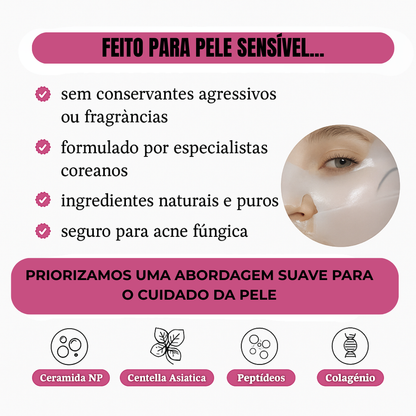 Máscara de Bio-Colagénio para uma Tez Luminosa e Cristalina 100% Testada por Dermatologistas