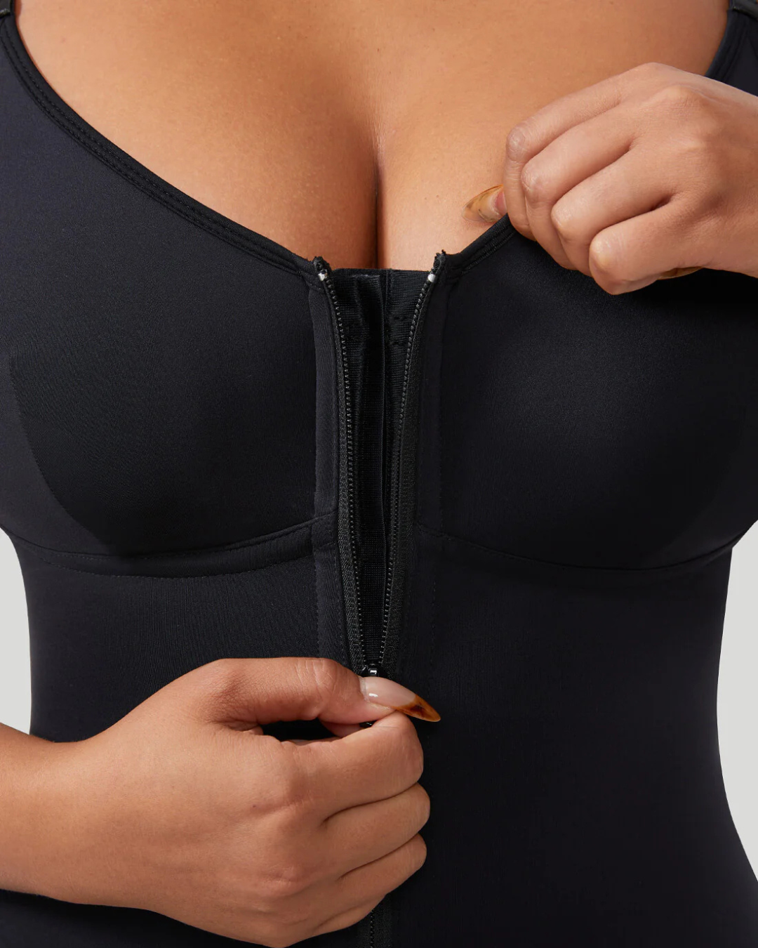 Body Modelador Cosido Body com Fecho de Correr de Cor Sólida