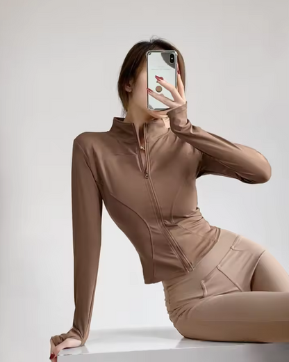 Casaco Desportivo com Fecho de Correr de Alta Elasticidade