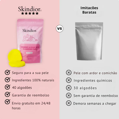 Algodões com curcuma e ácido kójico para reduzir manchas, 40 unidades (EM PROMOÇÃO 2X1)