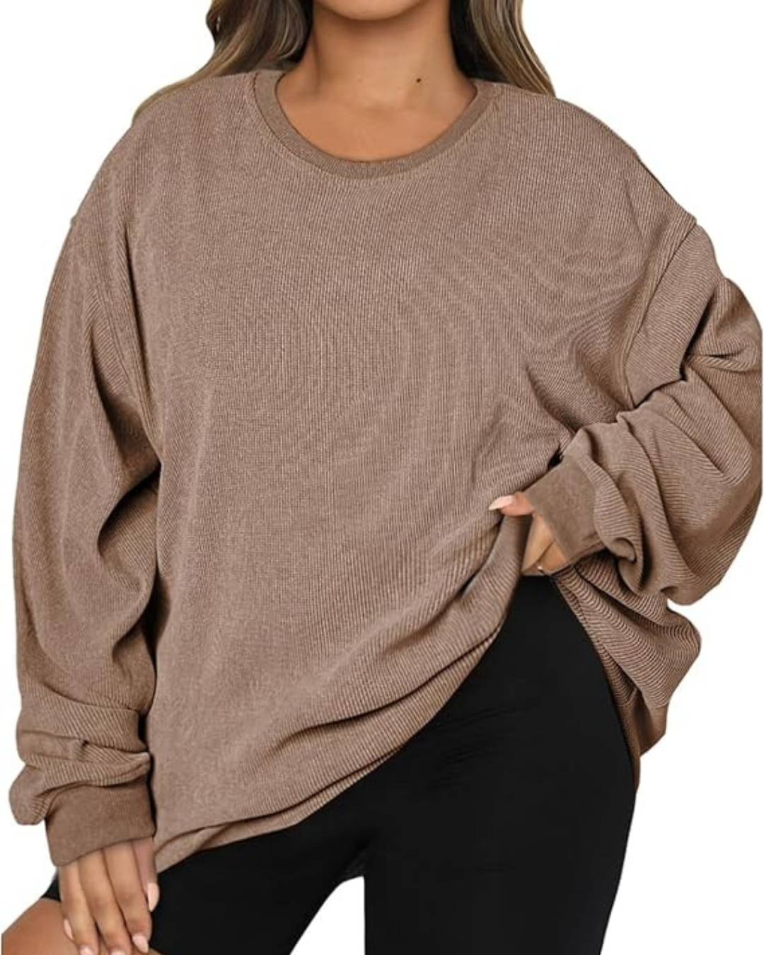 Camisola Casual de Manga Comprida com Gola Redonda para Mulher