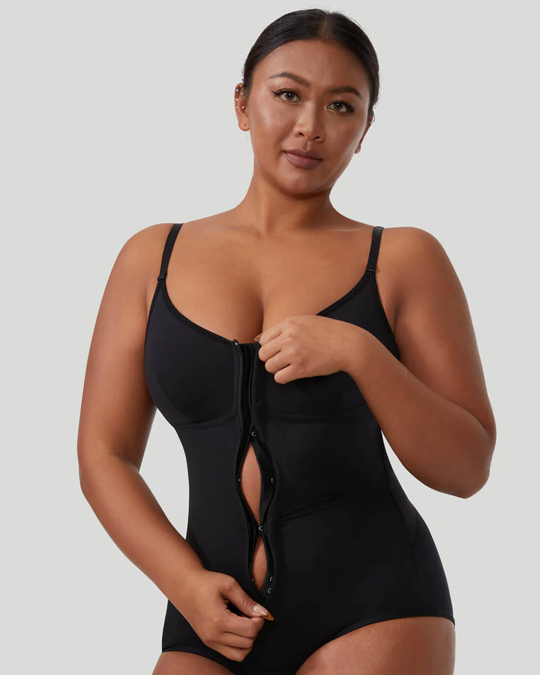 Body Modelador Cosido Body com Fecho de Correr de Cor Sólida