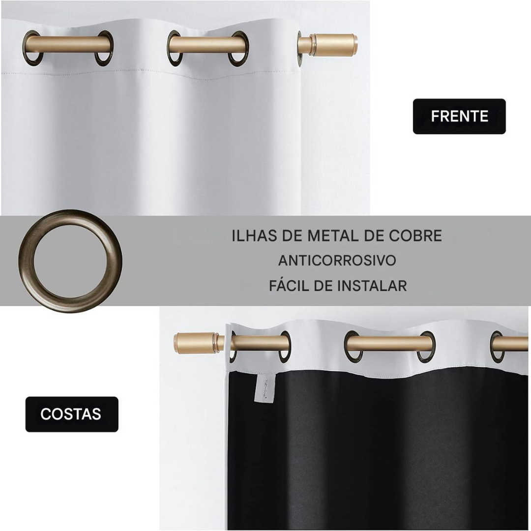 Cortinas Full Blackout com Isolamento Térmico, Conjunto de 2 Painéis de 213 cm de Comprimento x 137 cm de Largura