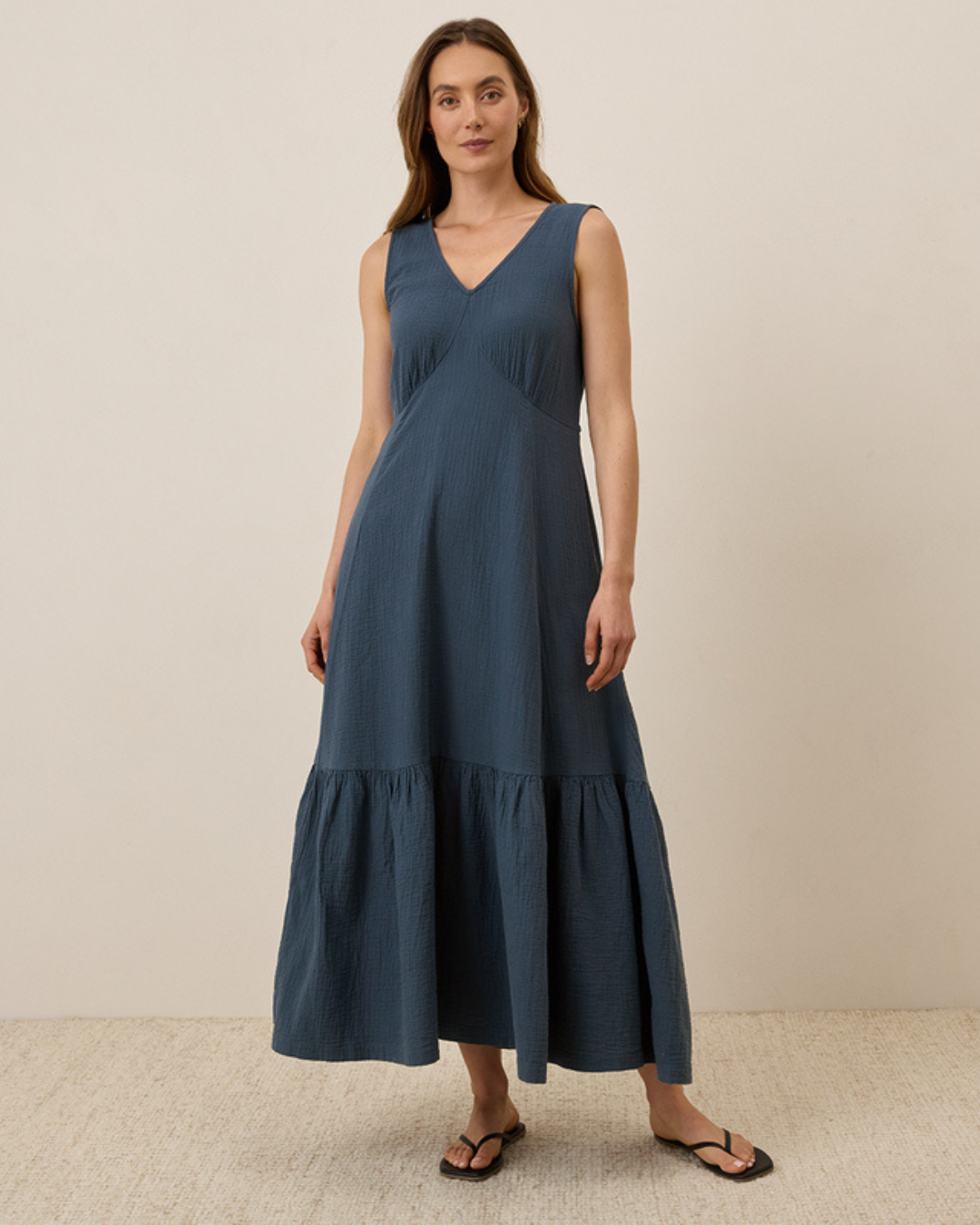 Vestido de linho solto para mulher