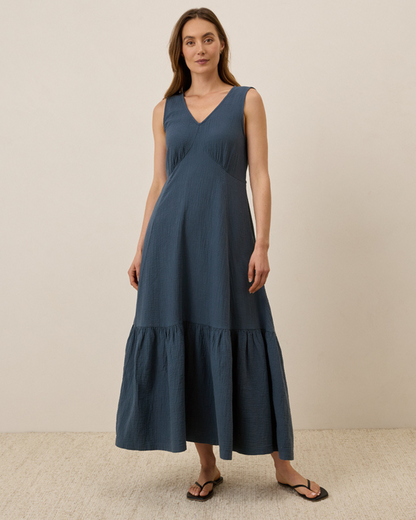 Vestido de linho solto para mulher