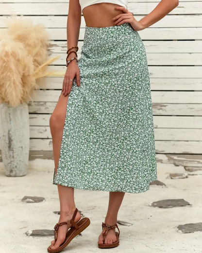 Saia com Estampado Floral e Fenda Lateral para um Look Fresco e Feminino